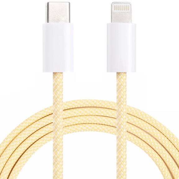 Cablu de date și de încărcare împletit PD 20W USB-C / Lightning pentru iPhone / iPad / iPod / AirPods - 1 m - galben