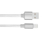 Cablu împletit de date și încărcare, USB-A 2.0 / Lightning pentru iPhone / iPad / iPod / AirPods - 2 m - argintiu