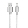 Cablu împletit de date și încărcare, USB-A 2.0 / Lightning pentru iPhone / iPad / iPod / AirPods - 2 m - argintiu