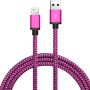 Cablu împletit de încărcare și sincronizare, USB-A 2.0 / Lightning pentru iPhone / iPad / iPod / AirPods - 1 m - fucsia