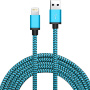 Cablu Woven, de încărcare şi sincronizare USB-A / Lightning, pentru iPhone / iPad / iPod / AirPods - 2 m - albastru