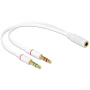 Reducţie / adaptor audio pentru căşti - jack 3,5 mm, la 2 x 3,5 mm - alb