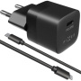 Mini încărcător FIXED 20W USB-C cu cablu USB-C / Lightning - PD - MFi pentru iPhone / iPad - 1 m - neagră