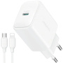 JOYROOM JR-TCF20 Set adaptor de încărcare rapidă cu port USB-C și cablu USB-C la Lightning - 20W - 1 m - alb