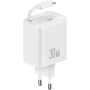 Set adaptor USAMS CC241 cu port USB-C și cablu retractabil USB-C - 30W - alb
