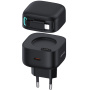 Set adaptor USAMS US-CC209 cu port USB-C și cablu retractabil Lightning - 35W - negru