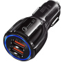 Încărcător rapid dublu USB pentru mașină - negru