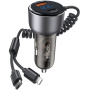 Set încărcător auto Yesido Y58 cu porturi USB-C / USB-A și cablu Lightning și USB-C - 60W - 1,2 m - negru