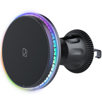 Suport magnetic Suport de aerisire auto cu încărcare wireless și iluminare de fundal colorată pentru iPhone - negru