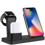 Încărcător wireless de birou, 3 în 1, pentru iPhone / Apple Watch / AirPods - negru