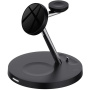 Stand de încărcare magnetic 3în1 cu lumină de noapte pentru iPhone / Apple Watch / Airpods - negru