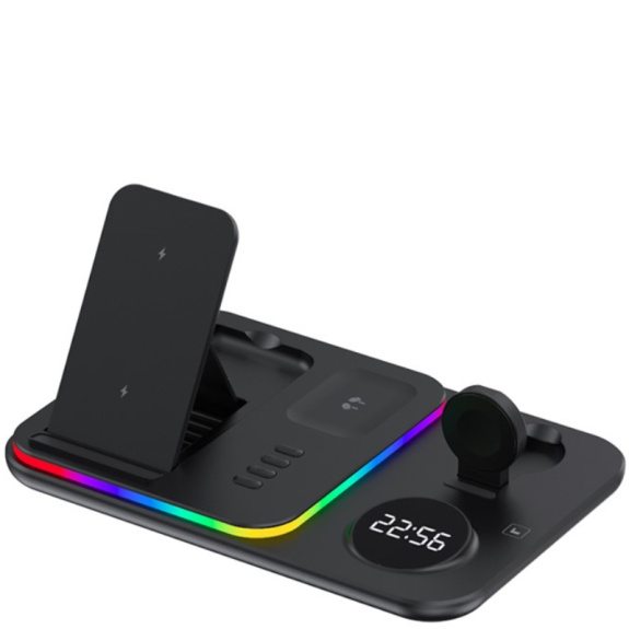 Încărcător wireless multifunctional 4în1 cu ceas pentru iPhone