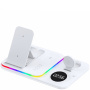 Încărcător wireless multifunctional 4în1 cu ceas pentru iPhone / Apple Watch / Airpods - alb