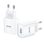 Set adaptor USAMS T21 cu port USB-A și cablu USB-A la Lightning - 10.5W - 1 m - alb