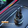Încărcător auto ESSAGER cu display și porturi USB-C / USB-A - 54W - gri