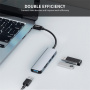 Hub ENKAY 5 în 1 - slot pentru card SD / TF / 3x USB-A la USB-A pentru MacBook - gri
