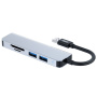Hub ENKAY 5 în 1 - slot pentru card SD / TF / 3x USB-A la USB-A pentru MacBook - gri
