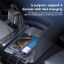 Set încărcător auto Yesido Y63 cu porturi USB-C / USB-A și cablu retractabil Lightning și USB-C - 117W - 0,7 m - gri