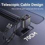 Set încărcător auto Yesido Y63 cu porturi USB-C / USB-A și cablu retractabil Lightning și USB-C - 117W - 0,7 m - gri