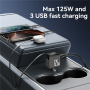 Set încărcător auto Yesido Y71 cu porturi USB-C / USB-A și cablu retractabil Lightning și USB-C - 125W - 0,7 m - negru