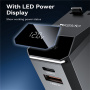 Set încărcător auto Yesido Y71 cu porturi USB-C / USB-A și cablu retractabil Lightning și USB-C - 125W - 0,7 m - negru