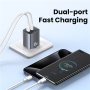 Încărcător rapid USAMS CC305 GaN cu porturi 2x USB-C - 45W - gri închis