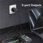USAMS CC266 Set adaptor cu porturi USB-C / USB-A și cablu integrat USB-C - 65W - 1,5 m - gri închis