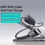 USAMS CC266 Set adaptor cu porturi USB-C / USB-A și cablu integrat USB-C - 65W - 1,5 m - gri închis