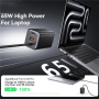 Set adaptor USAMS CC266 cu porturi USB-C / USB-A și cablu USB-C integrat - 65W - 1,5 m - alb