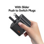 Adaptor universal de călătorie USAMS CC309 cu porturi 2x USB-C / USB-A și prize retractabile - 25W - negru
