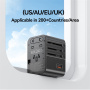 Adaptor universal de călătorie USAMS CC309 cu porturi 2x USB-C / USB-A și prize retractabile - 25W - negru