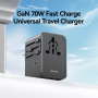 Adaptor universal de călătorie USAMS CC310 cu porturi 3x USB-C / 2x USB-A și prize retractabile - 70W - negru