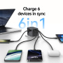 Adaptor universal de călătorie USAMS CC310 cu porturi 3x USB-C / 2x USB-A și prize retractabile - 70W - negru