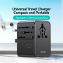 Adaptor universal de călătorie USAMS CC310 cu porturi 3x USB-C / 2x USB-A și prize retractabile - 70W - negru