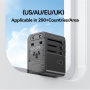 Adaptor universal de călătorie USAMS CC310 cu porturi 3x USB-C / 2x USB-A și prize retractabile - 70W - negru