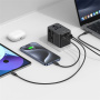 Adaptor universal de călătorie USAMS CC310 cu porturi 3x USB-C / 2x USB-A și prize retractabile - 70W - negru