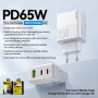WEKOME WP-U66 GaN Încărcător rapid cu porturi 2x USB-C / USB-A - 65W - alb
