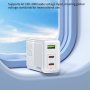 WEKOME WP-U66 GaN Încărcător rapid cu porturi 2x USB-C / USB-A - 65W - alb