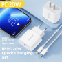 Set adaptor ESSAGER ES-CD30 cu port USB-C și cablu USB-C la Lightning - 20W - 1 m - alb