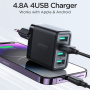 Adaptor de încărcare JOYROOM JR-TCN03 cu 4 porturi USB-A - 24W - negru