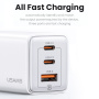 Adaptor încărcare rapidă GaN USAMS US-CC180 cu porturi 2x USB-C / USB-A - 65W - negru
