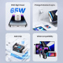 Adaptor încărcare rapidă GaN USAMS US-CC180 cu porturi 2x USB-C / USB-A - 65W - negru