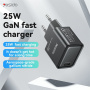 Adaptor mini de încărcare rapidă Yesido YC62 GaN cu port USB-C - 25W - negru