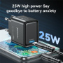 Adaptor mini de încărcare rapidă Yesido YC62 GaN cu port USB-C - 25W - negru