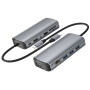 Hub 11 în 1 - slot pentru card SD / TF / RJ45 / HDMI / VGA / jack de 3,5 mm / USB-C / 4x USB-A la USB-C pentru MacBook - gri