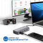 Hub 11 în 1 - slot pentru card SD / TF / RJ45 / HDMI / VGA / jack de 3,5 mm / USB-C / 4x USB-A la USB-C pentru MacBook - gri