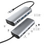 Hub 11 în 1 - slot pentru card SD / TF / RJ45 / HDMI / VGA / jack de 3,5 mm / USB-C / 4x USB-A la USB-C pentru MacBook - gri