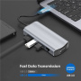Hub 11 în 1 - slot pentru card SD / TF / RJ45 / HDMI / VGA / jack de 3,5 mm / USB-C / 4x USB-A la USB-C pentru MacBook - gri