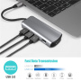 Hub 11 în 1 - slot pentru card SD / TF / RJ45 / HDMI / VGA / jack de 3,5 mm / USB-C / 4x USB-A la USB-C pentru MacBook - gri