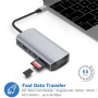 Hub 11 în 1 - slot pentru card SD / TF / RJ45 / HDMI / VGA / jack de 3,5 mm / USB-C / 4x USB-A la USB-C pentru MacBook - gri